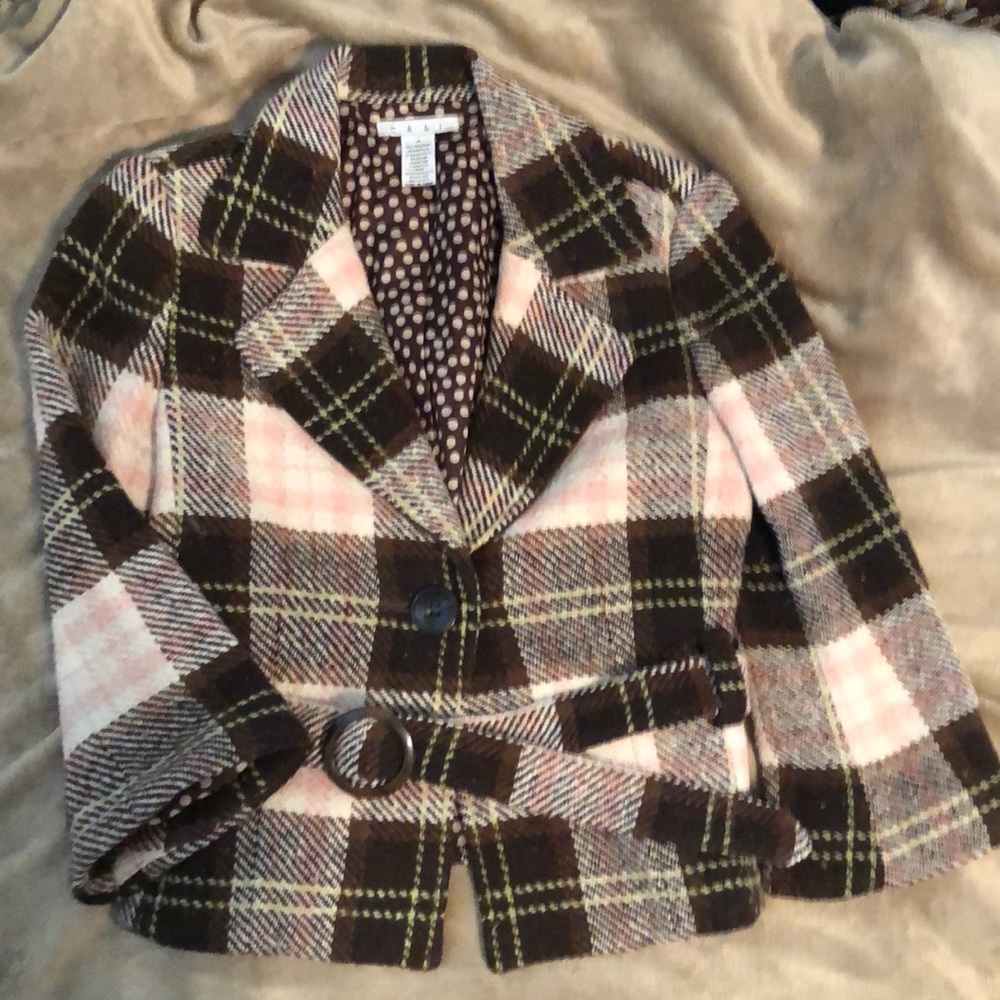 CAbi Plaid Blazer Brown/Pink